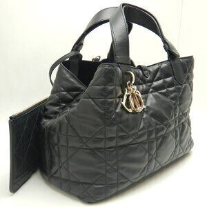Dior Black Christian Calfskin Toujours Cannage Handbag